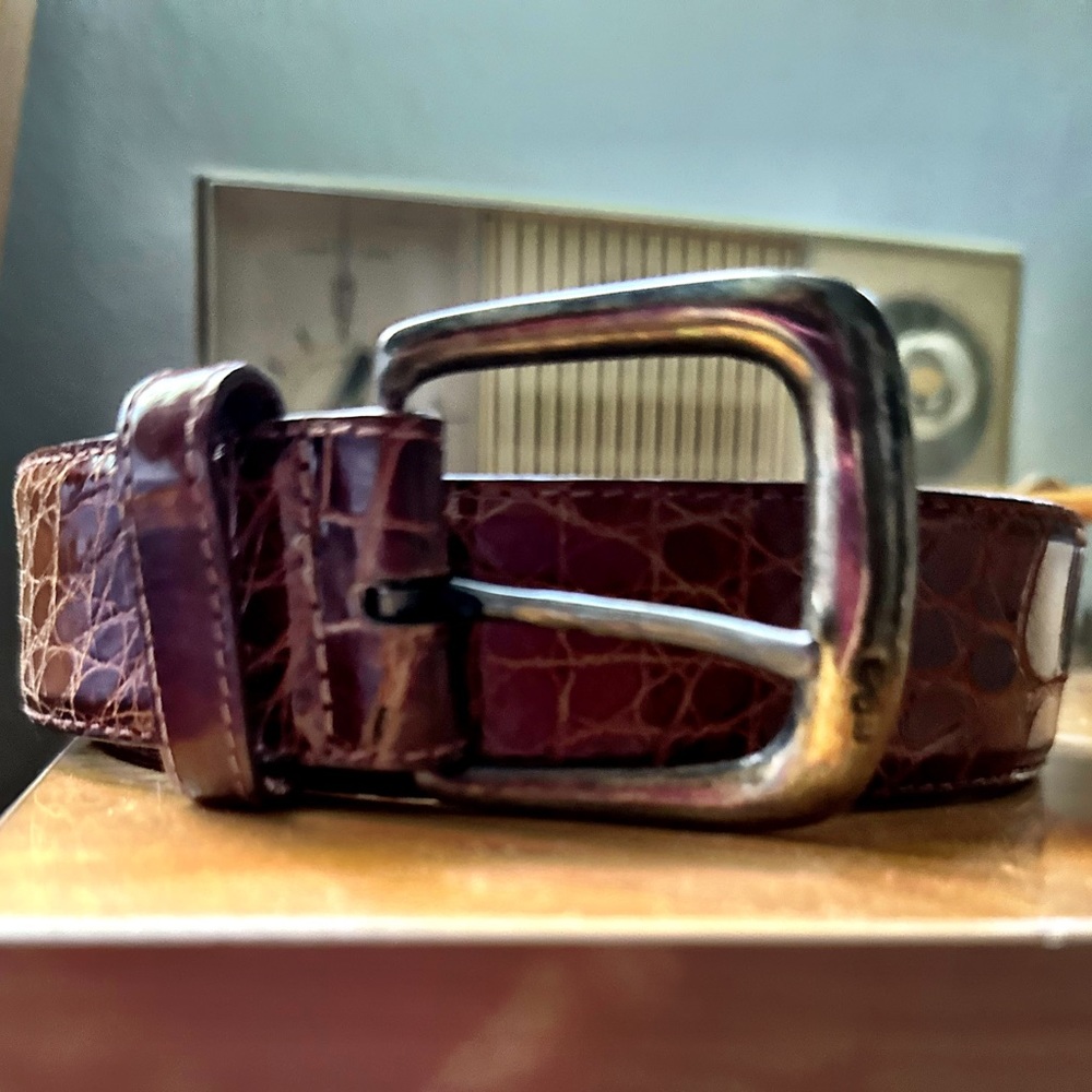 Ralph Lauren Collection Genuine Alligator/Sterling Belt sz 30